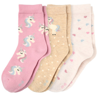 3 Paar Mädchen Socken mit Einhorn-Motiven