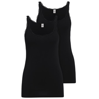 2 Damen Unterhemden mit Spitze