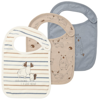 3 Baby Lätzchen mit Tier-Motiven