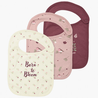 3 Baby Lätzchen mit Blumen-Motiven