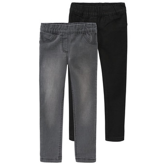 2 Mädchen Jeggings mit Stretch-Bund