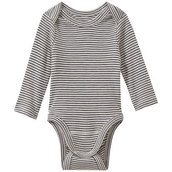 Baby Wolle-Seide-Body mit Ripp-Struktur