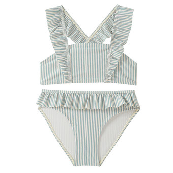 Mädchen Bikini mit Seersucker-Streifen
