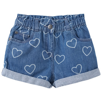 Mädchen Jeansshorts mit Herzen allover
