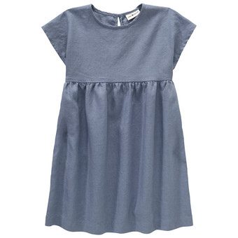 Mädchen Leinen-Kleid mit kurzen Ärmeln