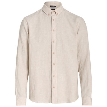 Herren Leinen-Hemd mit Button-Down-Kragen