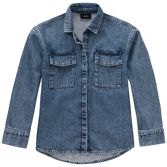 Mädchen Jeans-Bluse mit Druckknöpfen