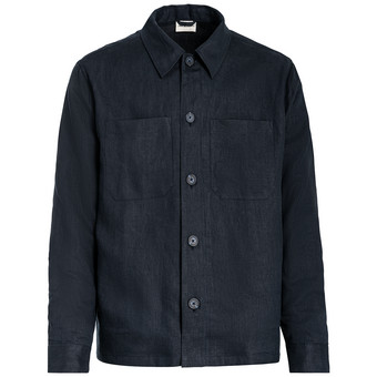 Herren Leinen-Overshirt in Hemd-Optik
