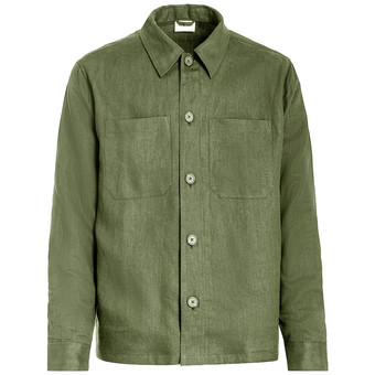 Herren Leinen-Overshirt in Hemd-Optik