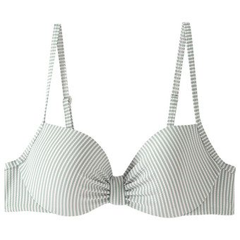 Damen Bikinioberteil mit Seersucker-Streifen