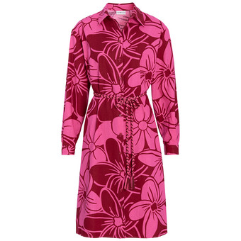 Damen Leinen-Hemdkleid mit Blumen-Allover