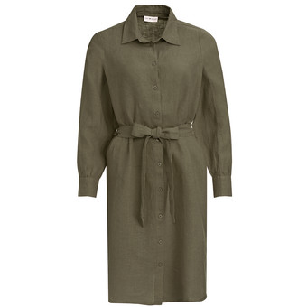 Damen Leinen-Hemdkleid mit Bindeband