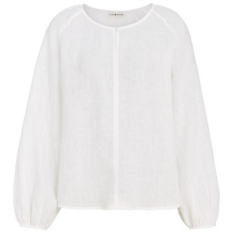 Damen Leinen-Bluse unifarben