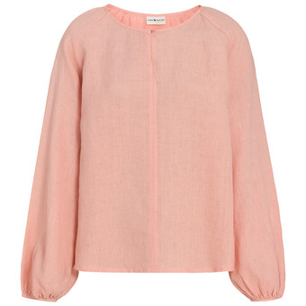 Damen Leinen-Bluse unifarben