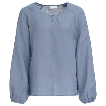 Damen Leinen-Bluse unifarben