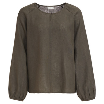 Damen Leinen-Bluse unifarben