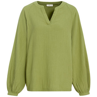 Damen Musselin-Bluse in Unifarben