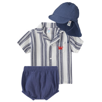 Newborn Set aus Musselin-Hemd, Shorts und Hut
