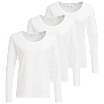 3 Damen Langarmshirts in Unifarben