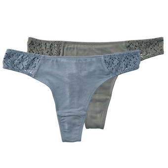 2 Damen Strings mit floraler Spitze