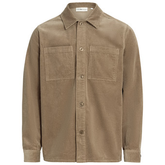 Herencordshirt in effen kleur