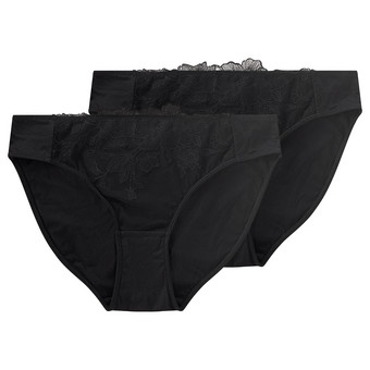 2 Damen Slips mit Stickerei