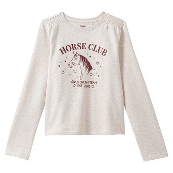 Mädchen Langarmshirt mit Pferde-Print