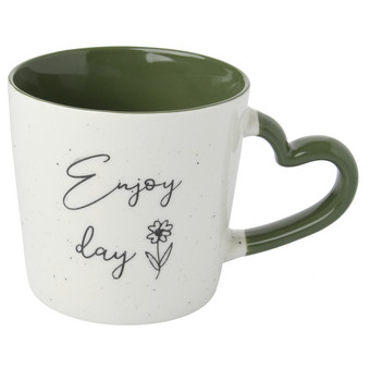 Tasse mit Herzhenkel und Schriftzug