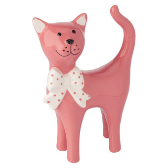 Dekofigur Katze mit Schleife