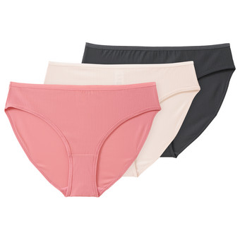 3 Damen Slips mit Rippstruktur