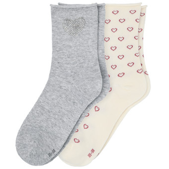 2 Paar Damen Socken mit Rollbündchen