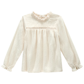 Mädchen Musselin-Bluse mit Häkelspitze