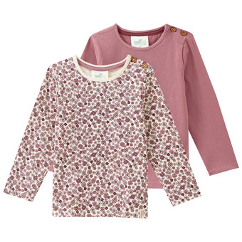 2 Baby Langarmshirts mit Blümchen