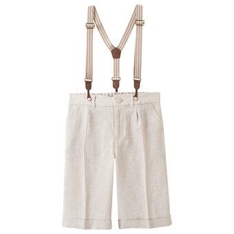 Jungen Leinen-Anzugshorts mit Hosenträgern