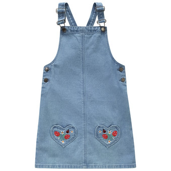 Mädchen Jeanslatzkleid mit Stickerei