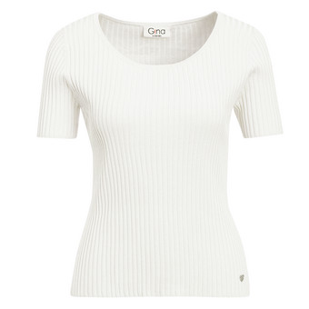 Damen Kurzarm-Strickpullover mit Rippstruktur