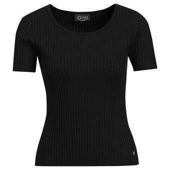 Damen Kurzarm-Strickpullover mit Rippstruktur