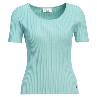 Damen Kurzarm-Strickpullover mit Rippstruktur