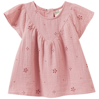 Mädchen Musselinbluse mit Lochstickerei