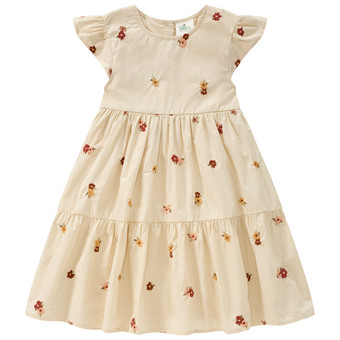 Mädchen Kleid mit Blumen-Stickerei