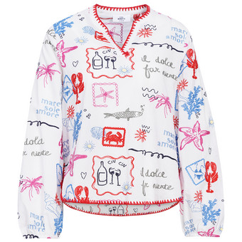 Damen Schlupfbluse mit Stickerei