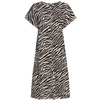 Damen Leinen-Kleid mit kurzen Ärmeln