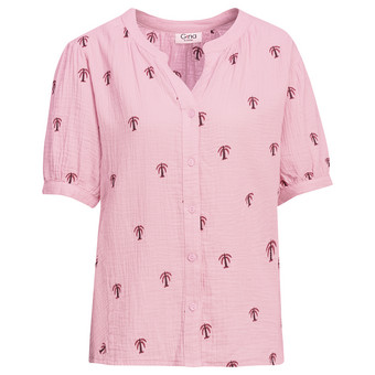Damen Musselin-Bluse mit Palmen-Stickerei