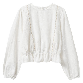 Mädchen Bluse mit Lochstickerei