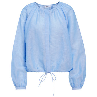 Damen Leinen-Bluse mit Tunnelzug