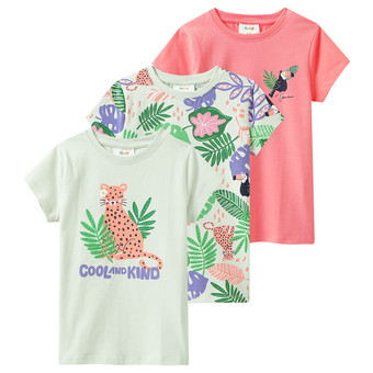 3 Mädchen T-Shirts mit bunten Motiven