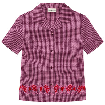 Mädchen Seersucker-Bluse mit Stickerei