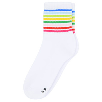 1 Paar Damen Tennissocken mit bunten Ringeln