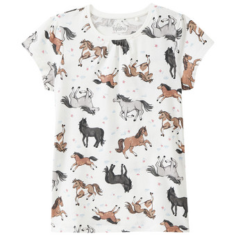 Mädchen T-Shirt mit Pferde-Allover