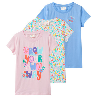 3 Mädchen T-Shirts mit bunten Motiven